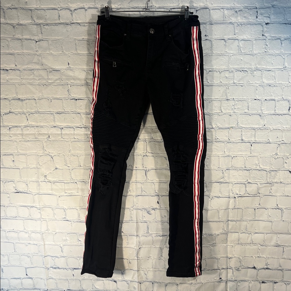 Rue 21 premium Black Jeans with Red Stripes